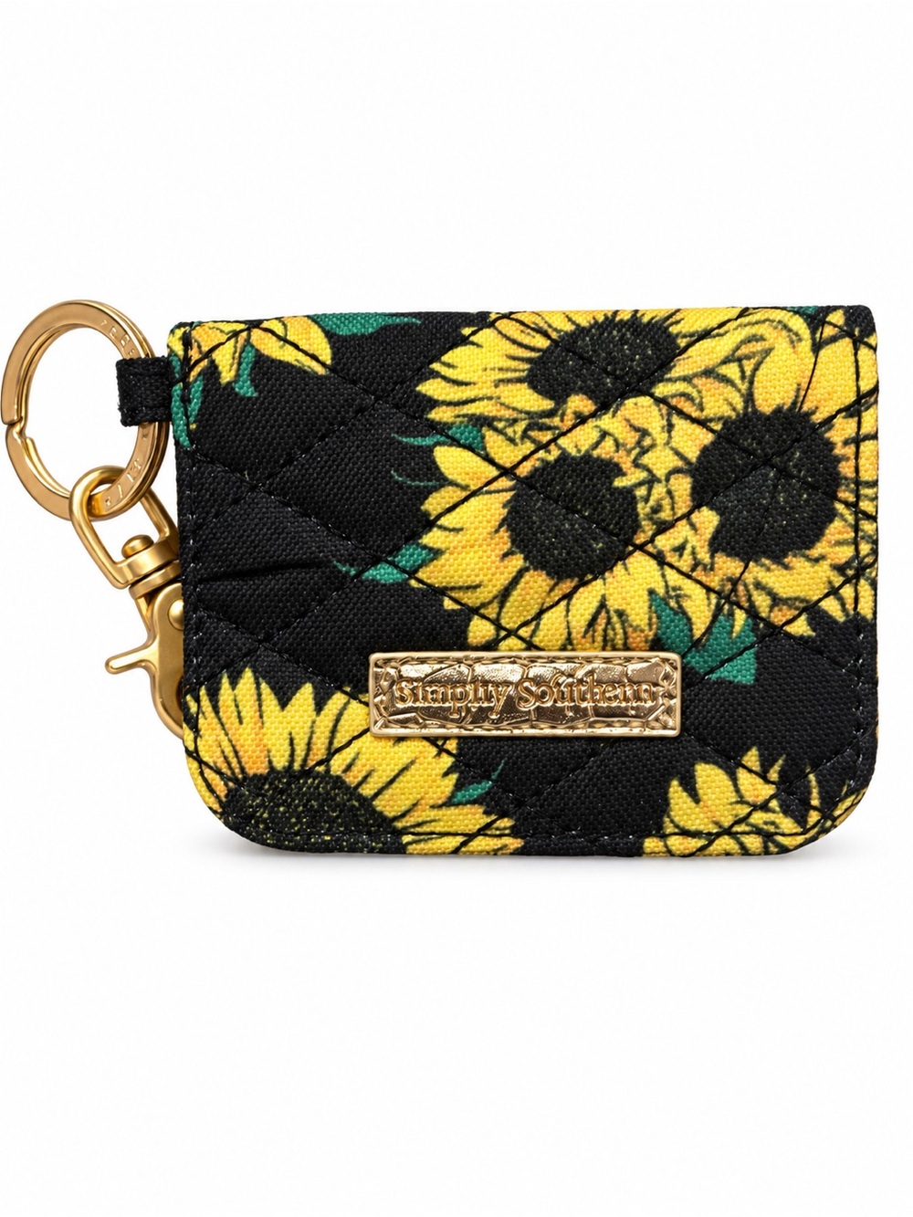 Simply Southern Sunflower Keychain ID Wallet Card Holder Black Yellow